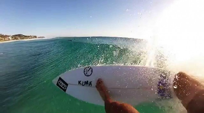ocean through surfer first person point of view